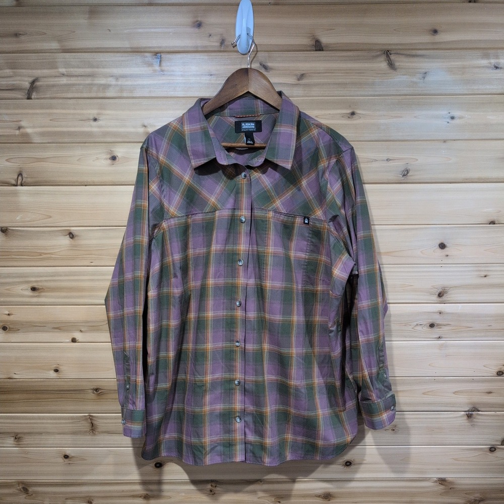 Alaskan Hardgear Duluth Trading Co Plaid Wool Blend Shirt Purple Green 2X